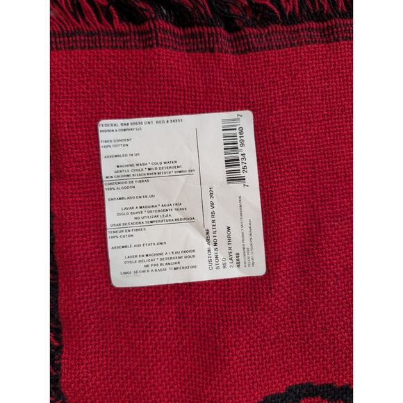 The Stones No Filter Tour Blanket Red Black Fringe Throw 48x48" Tapestry Rolling - Picture 3 of 3